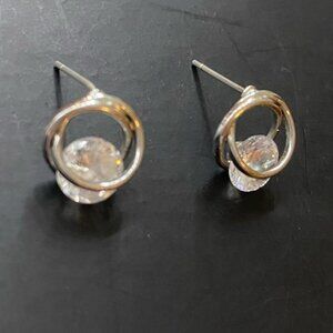 Elegant Silver and Clear Round Crystal Stud Earrings